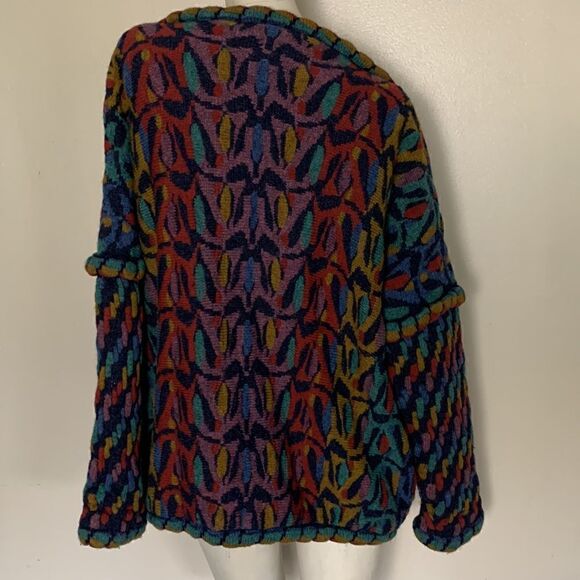 KOLOR KNOTS 100% wool made in Ireland women’s sweater cardigan colorful - Picture 6 of 15
